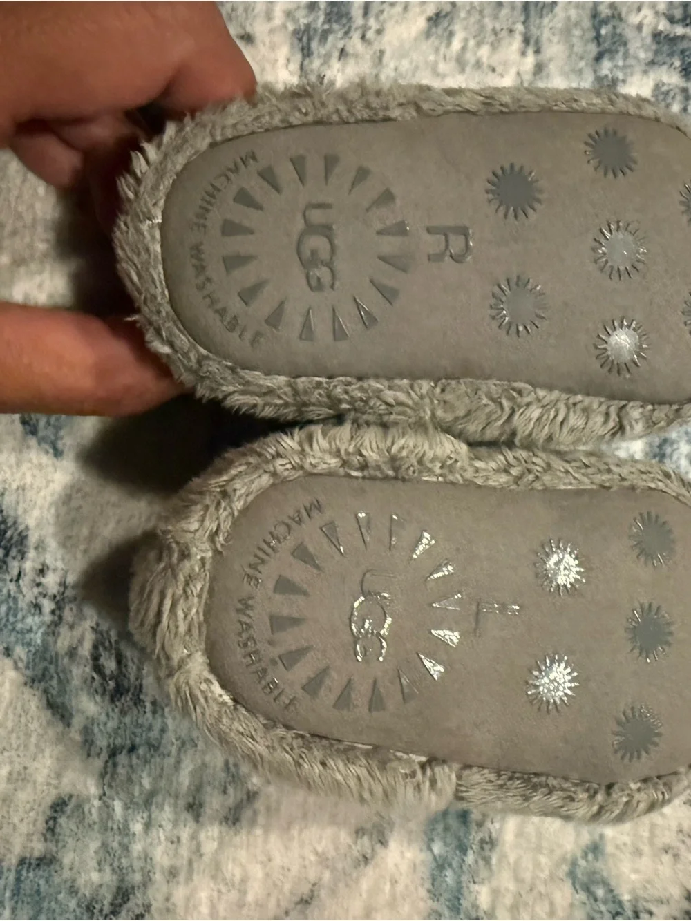 UGG Kids Gray Plush Slip-On Slippers